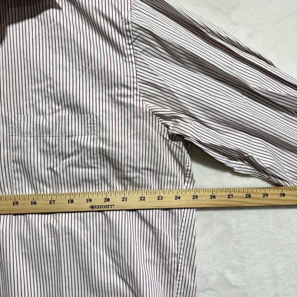 Jack Lipson Signature Shirt Long Sleeve White Striped Woven in Italy Mens 17L - Picture 9 of 13